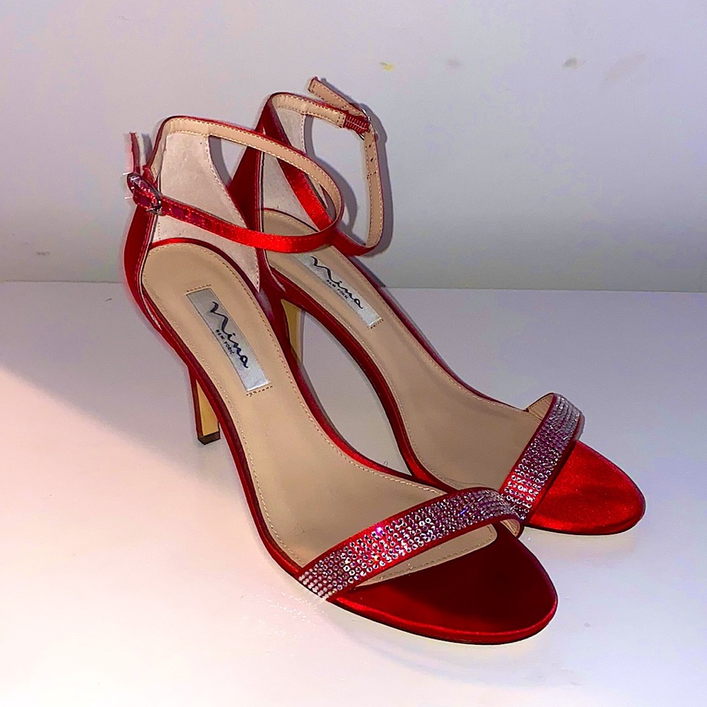 Red and Silver Bling High Heels